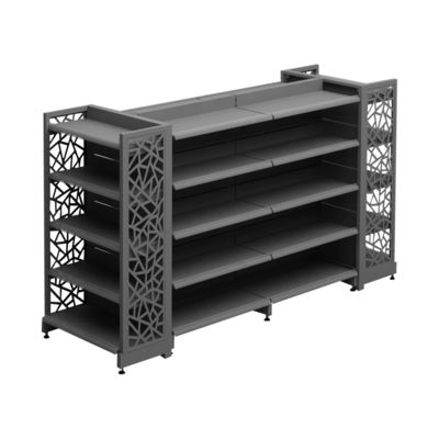 주문 Double-Sided Metal Supermarket Shelves 5-Tier Customizable Retail Rack online manufacture