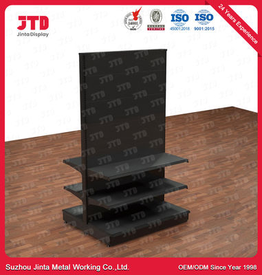 주문 1800mm 두 배 편들어진 곤돌라 슈퍼마켓 선반설치 OEM 검정 금속 저장 선반 online manufacture