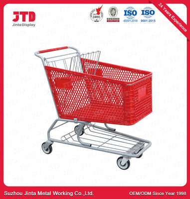 주문 바퀴 ODM 4륜 쇼핑 카트에 125L 플라스틱 트롤리 바구니 online manufacture