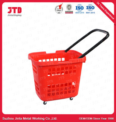 주문 손잡이 HDPP 3개의 바퀴를 가진 45L 플라스틱 쇼핑 바구니 online manufacture